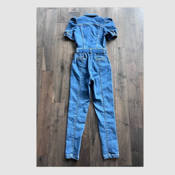 Retrofête Tori Denim Jumpsuit Size S Made in Italy One Piece Puff Sleeve NWOT - Picture 5 of 11